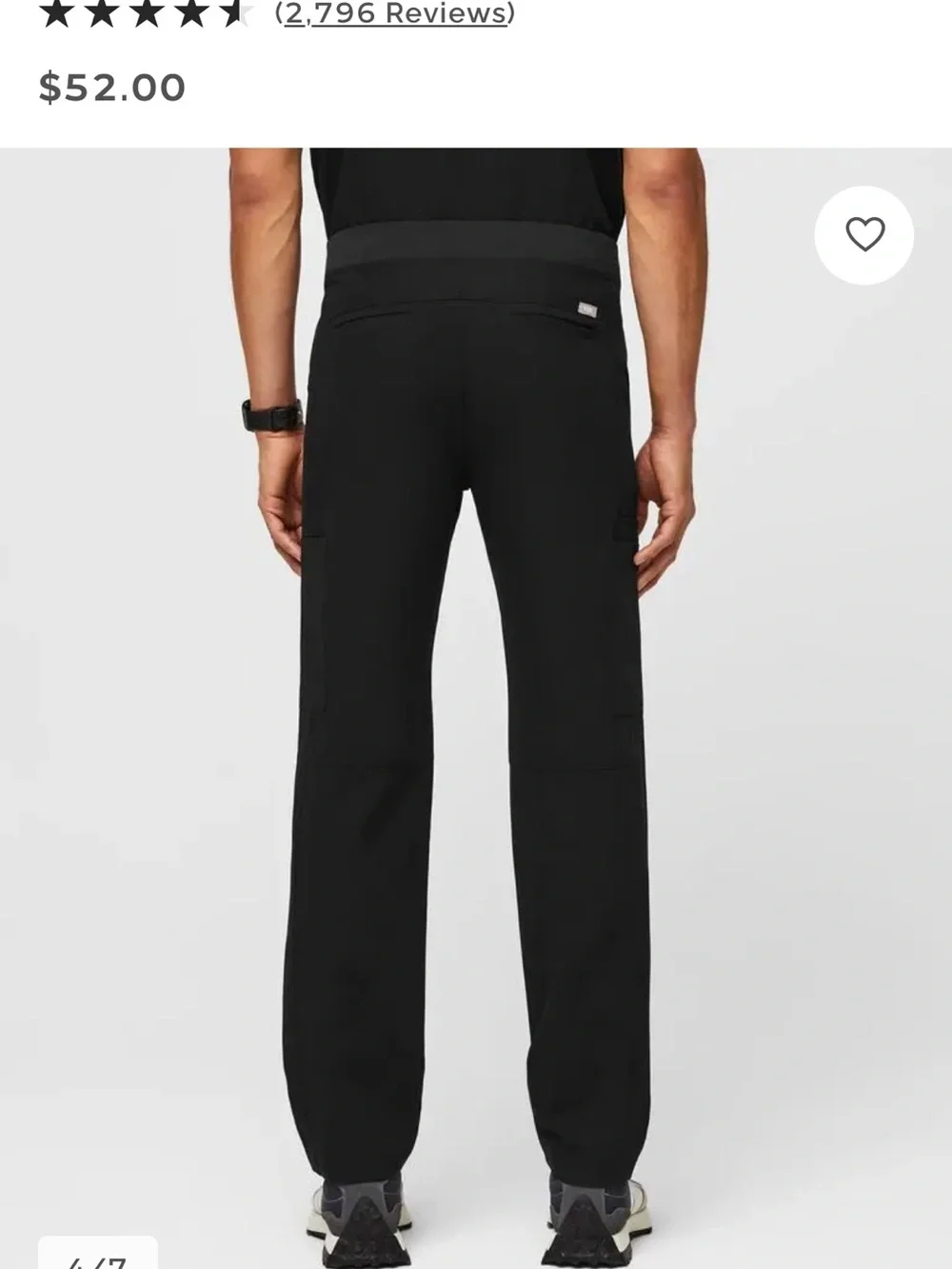 Figs Men's Black Cargo Scrub Pants with Utility Pocket